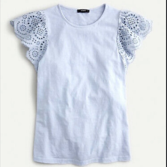 J. Crew Tops - J. Crew Eyelet flutter-sleeve sub t-shirt, XS